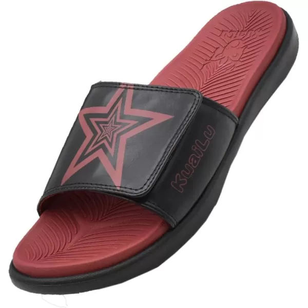 KuaiLu Mens Slides Soft Cushion Sport Sandals with Plantar Fasciitis Arch Support Adjustable Open Toe Summer Slippers Slip on Indoor Outdoor Size 7-15