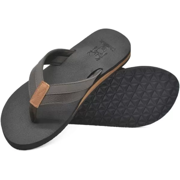KuaiLu Men's Yoga Mat Leather Flip Flops Thong Sandals with Arch Support