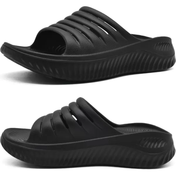 KuaiLu Womens Recovery Sandals With Comfortable Plantar Fasciitis Support,Ladies Orthotic Open Toe Sport Slides Thick Cushion Reduces Stress on Feet,Joints &amp; Back Post-Exercise