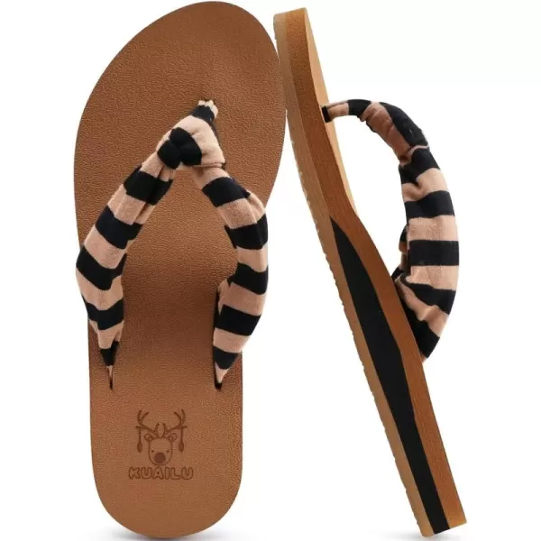 KuaiLu Women's Yoga Foam Flip Flops with Arch Support Thong Sandals Non-Slip