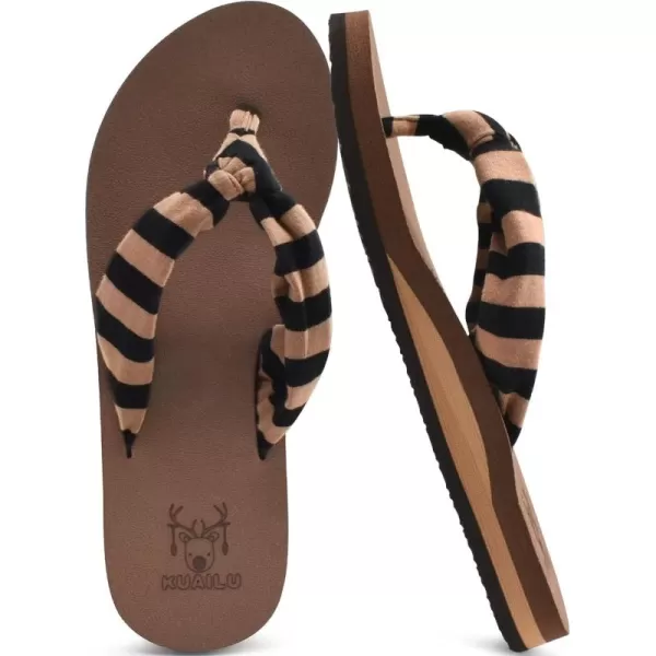 KuaiLu Women's Yoga Foam Flip Flops with Arch Support Thong Sandals Non-Slip