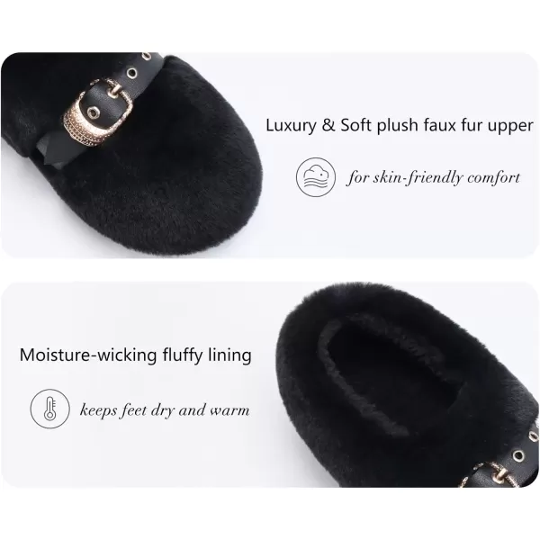 KuaiLu Fuzzy Memory Foam Slipper for Women Soft Plush Sherpa Fleece Warm Lining ladies Cozy House Arch Support Slippers Lightweight Slip on Indoor/Outdoor Sole Size 5-11)