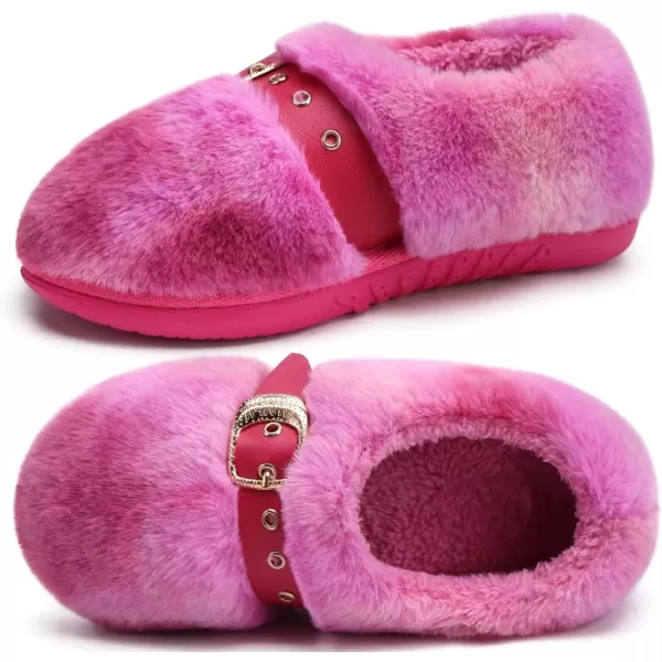 KuaiLu Fuzzy Memory Foam Slipper for Women Soft Plush Sherpa Fleece Warm Lining ladies Cozy House Arch Support Slippers Lightweight Slip on Indoor/Outdoor Sole Size 5-11)