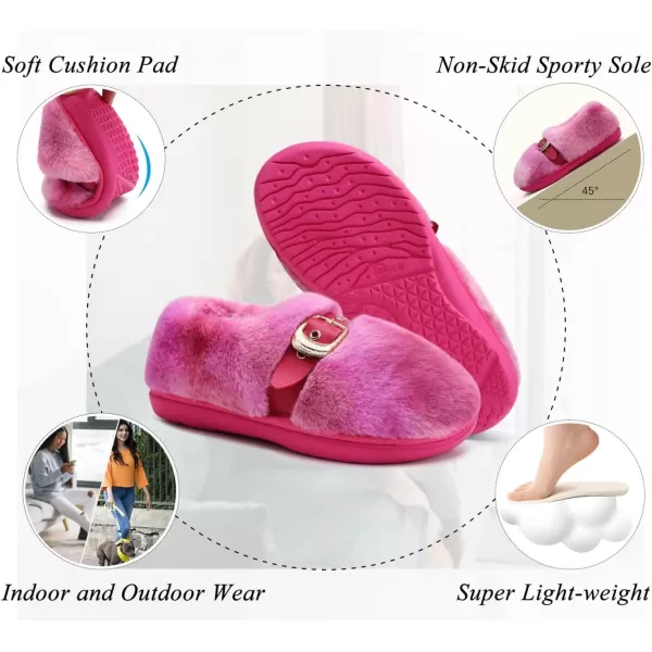 KuaiLu Fuzzy Memory Foam Slipper for Women Soft Plush Sherpa Fleece Warm Lining ladies Cozy House Arch Support Slippers Lightweight Slip on Indoor/Outdoor Sole Size 5-11)