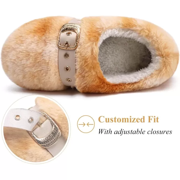 KuaiLu Fuzzy Memory Foam Slipper for Women Soft Plush Sherpa Fleece Warm Lining ladies Cozy House Arch Support Slippers Lightweight Slip on Indoor/Outdoor Sole Size 5-11)