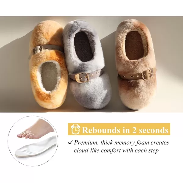 KuaiLu Fuzzy Memory Foam Slipper for Women Soft Plush Sherpa Fleece Warm Lining ladies Cozy House Arch Support Slippers Lightweight Slip on Indoor/Outdoor Sole Size 5-11)