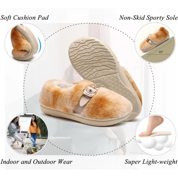 KuaiLu Fuzzy Memory Foam Slipper for Women Soft Plush Sherpa Fleece Warm Lining ladies Cozy House Arch Support Slippers Lightweight Slip on Indoor/Outdoor Sole Size 5-11)