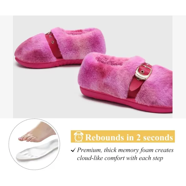 KuaiLu Fuzzy Memory Foam Slipper for Women Soft Plush Sherpa Fleece Warm Lining ladies Cozy House Arch Support Slippers Lightweight Slip on Indoor/Outdoor Sole Size 5-11)