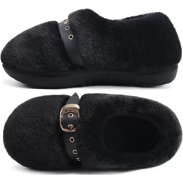 KuaiLu Fuzzy Memory Foam Slipper for Women Soft Plush Sherpa Fleece Warm Lining ladies Cozy House Arch Support Slippers Lightweight Slip on Indoor/Outdoor Sole Size 5-11)