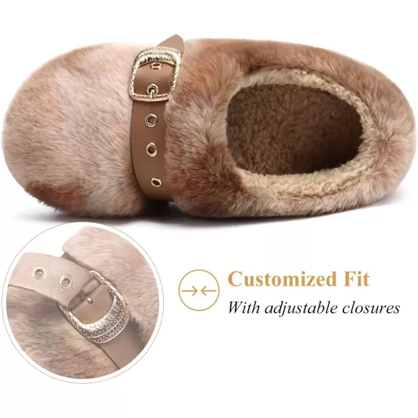KuaiLu Fuzzy Memory Foam Slipper for Women Soft Plush Sherpa Fleece Warm Lining ladies Cozy House Arch Support Slippers Lightweight Slip on Indoor/Outdoor Sole Size 5-11)