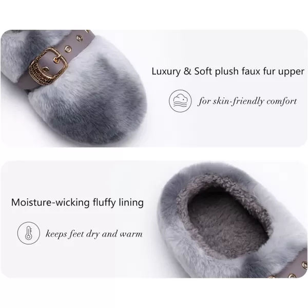 KuaiLu Fuzzy Memory Foam Slipper for Women Soft Plush Sherpa Fleece Warm Lining ladies Cozy House Arch Support Slippers Lightweight Slip on Indoor/Outdoor Sole Size 5-11)