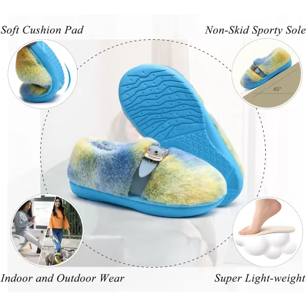 KuaiLu Fuzzy Memory Foam Slipper for Women Soft Plush Sherpa Fleece Warm Lining ladies Cozy House Arch Support Slippers Lightweight Slip on Indoor/Outdoor Sole Size 5-11)