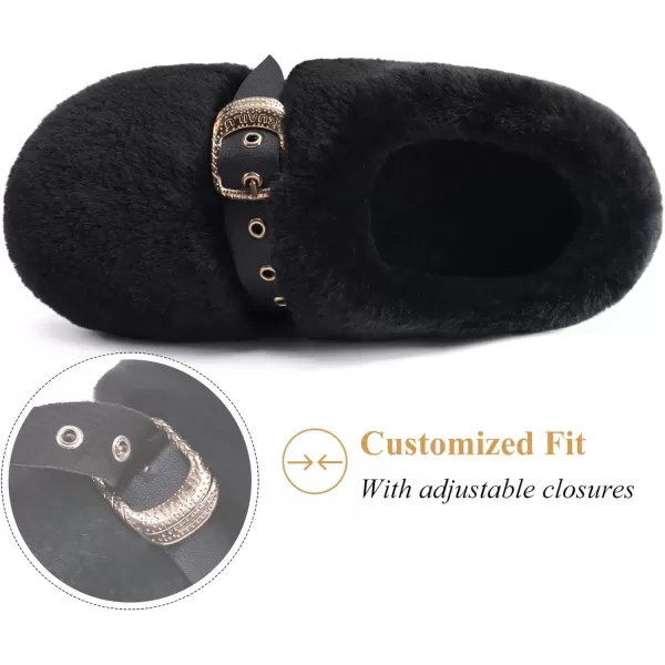 KuaiLu Fuzzy Memory Foam Slipper for Women Soft Plush Sherpa Fleece Warm Lining ladies Cozy House Arch Support Slippers Lightweight Slip on Indoor/Outdoor Sole Size 5-11)
