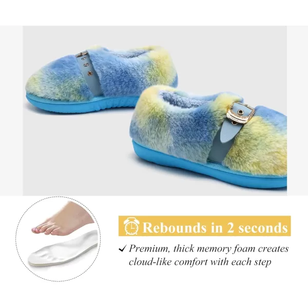 KuaiLu Fuzzy Memory Foam Slipper for Women Soft Plush Sherpa Fleece Warm Lining ladies Cozy House Arch Support Slippers Lightweight Slip on Indoor/Outdoor Sole Size 5-11)