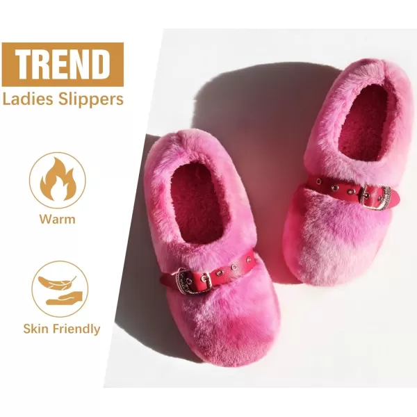KuaiLu Fuzzy Memory Foam Slipper for Women Soft Plush Sherpa Fleece Warm Lining ladies Cozy House Arch Support Slippers Lightweight Slip on Indoor/Outdoor Sole Size 5-11)