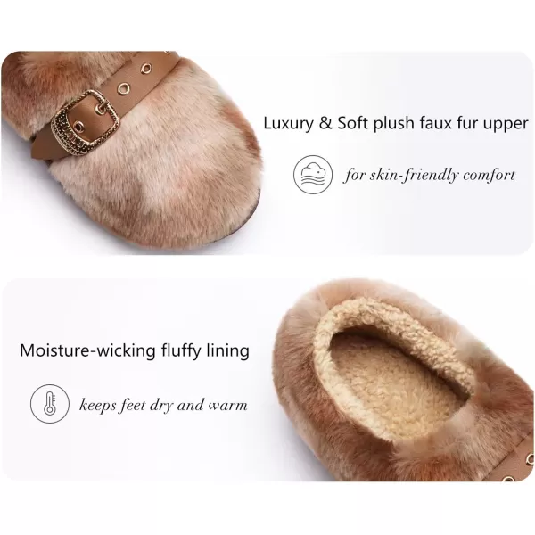 KuaiLu Fuzzy Memory Foam Slipper for Women Soft Plush Sherpa Fleece Warm Lining ladies Cozy House Arch Support Slippers Lightweight Slip on Indoor/Outdoor Sole Size 5-11)