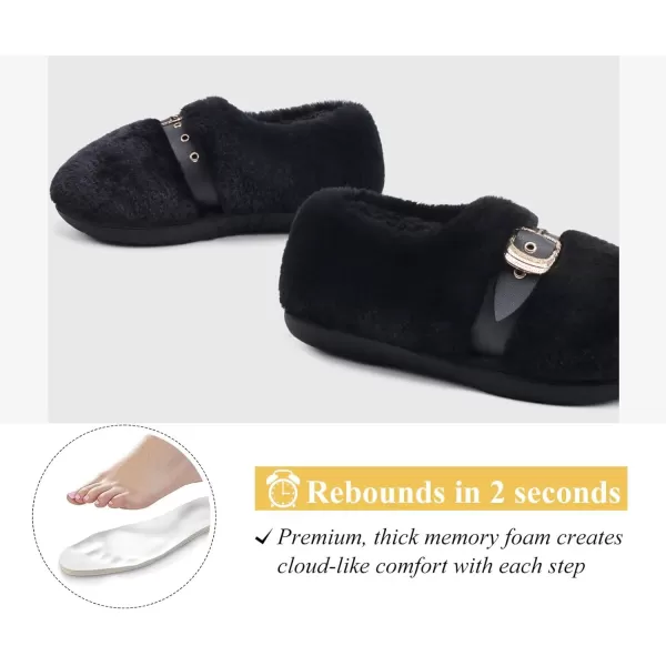 KuaiLu Fuzzy Memory Foam Slipper for Women Soft Plush Sherpa Fleece Warm Lining ladies Cozy House Arch Support Slippers Lightweight Slip on Indoor/Outdoor Sole Size 5-11)