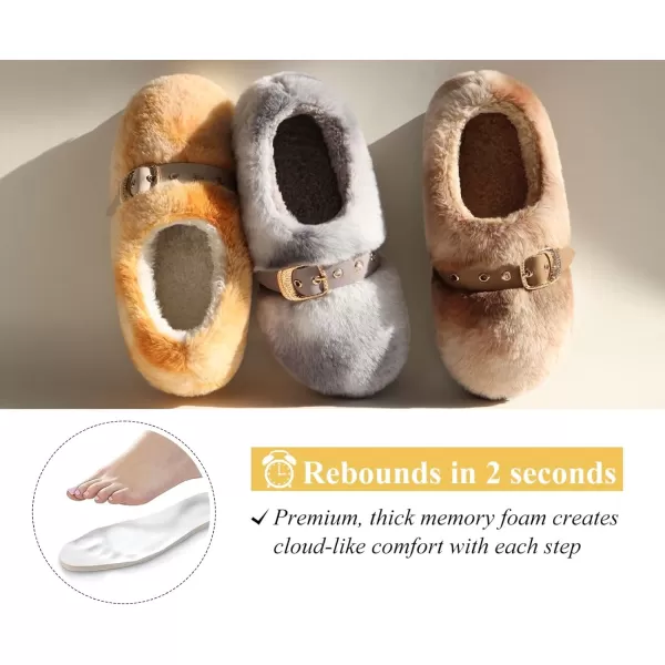 KuaiLu Fuzzy Memory Foam Slipper for Women Soft Plush Sherpa Fleece Warm Lining ladies Cozy House Arch Support Slippers Lightweight Slip on Indoor/Outdoor Sole Size 5-11)