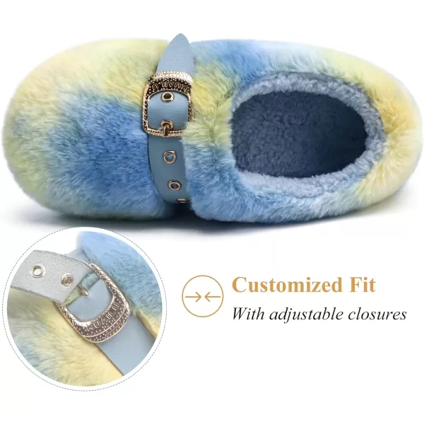 KuaiLu Fuzzy Memory Foam Slipper for Women Soft Plush Sherpa Fleece Warm Lining ladies Cozy House Arch Support Slippers Lightweight Slip on Indoor/Outdoor Sole Size 5-11)