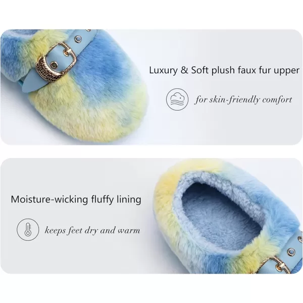 KuaiLu Fuzzy Memory Foam Slipper for Women Soft Plush Sherpa Fleece Warm Lining ladies Cozy House Arch Support Slippers Lightweight Slip on Indoor/Outdoor Sole Size 5-11)