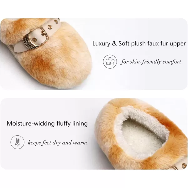 KuaiLu Fuzzy Memory Foam Slipper for Women Soft Plush Sherpa Fleece Warm Lining ladies Cozy House Arch Support Slippers Lightweight Slip on Indoor/Outdoor Sole Size 5-11)