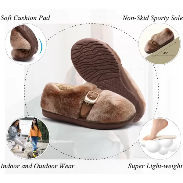 KuaiLu Fuzzy Memory Foam Slipper for Women Soft Plush Sherpa Fleece Warm Lining ladies Cozy House Arch Support Slippers Lightweight Slip on Indoor/Outdoor Sole Size 5-11)