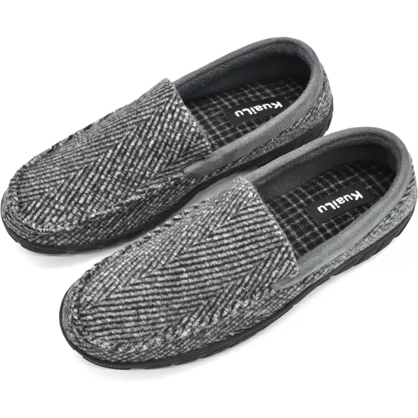KuaiLu Mens-Comfort-Moccasin-Slip-on-Suede-House-Slippers-Memory foam-Casual-Loafers-Shoes with Arch Support