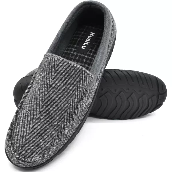 KuaiLu Mens-Comfort-Moccasin-Slip-on-Suede-House-Slippers-Memory foam-Casual-Loafers-Shoes with Arch Support