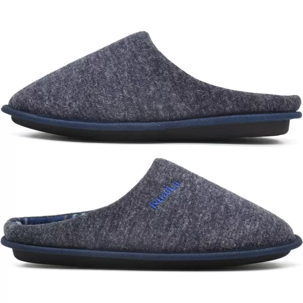 KuaiLu Mens-Comfort-Moccasin-Slip-on-Suede-House-Slippers-Memory foam-Casual-Loafers-Shoes with Arch Support