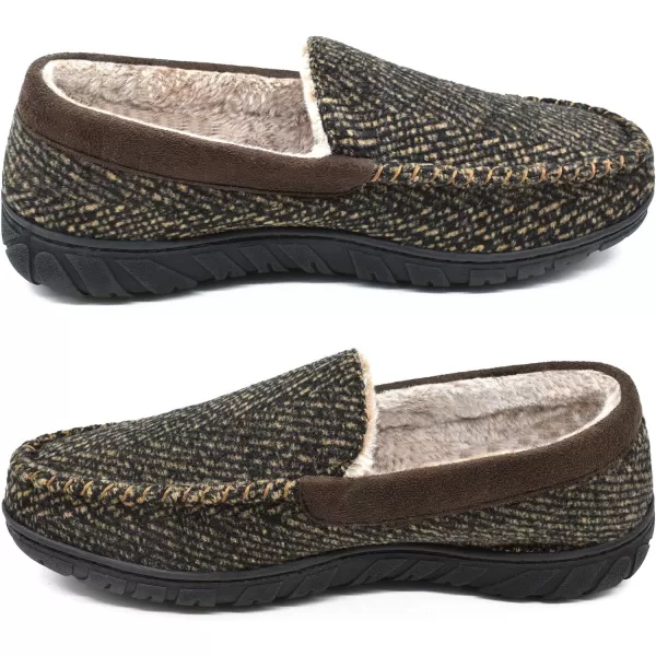 KuaiLu Mens-Comfort-Moccasin-Slip-on-Suede-House-Slippers-Memory foam-Casual-Loafers-Shoes with Arch Support