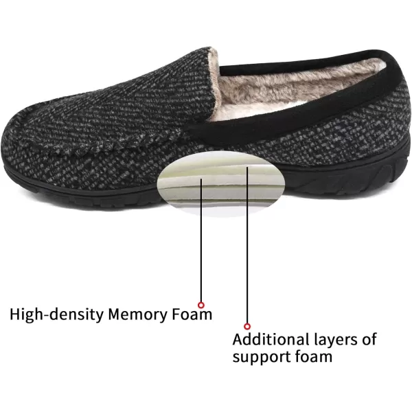 KuaiLu Mens-Comfort-Moccasin-Slip-on-Suede-House-Slippers-Memory foam-Casual-Loafers-Shoes with Arch Support