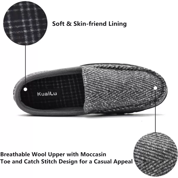 KuaiLu Mens-Comfort-Moccasin-Slip-on-Suede-House-Slippers-Memory foam-Casual-Loafers-Shoes with Arch Support