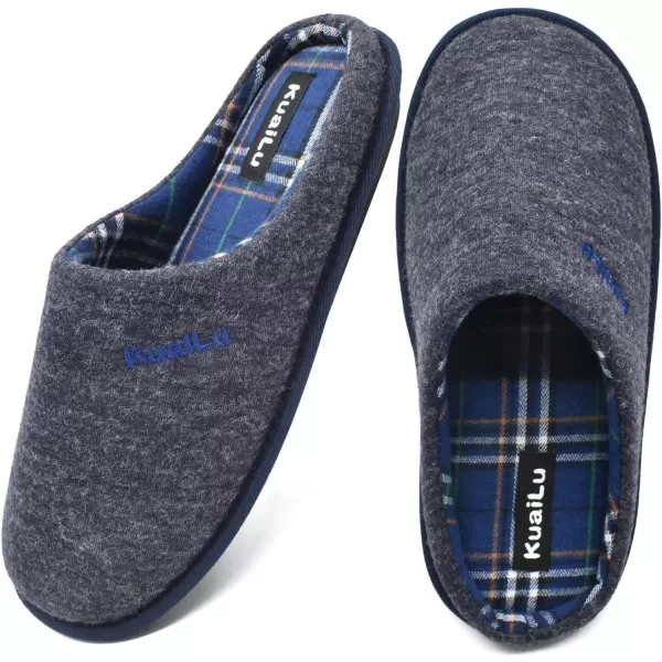 KuaiLu Mens-Comfort-Moccasin-Slip-on-Suede-House-Slippers-Memory foam-Casual-Loafers-Shoes with Arch Support