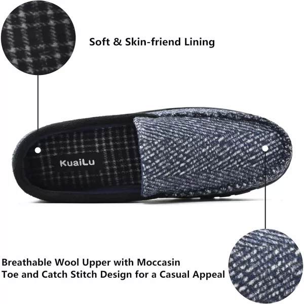 KuaiLu Mens-Comfort-Moccasin-Slip-on-Suede-House-Slippers-Memory foam-Casual-Loafers-Shoes with Arch Support