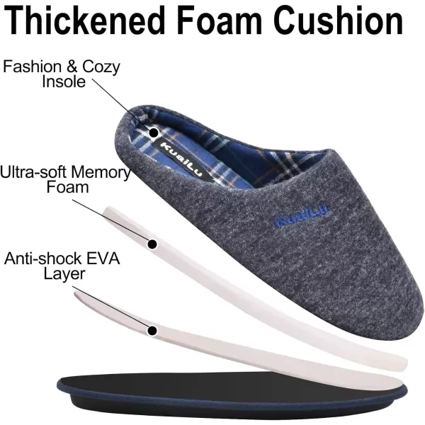 KuaiLu Mens-Comfort-Moccasin-Slip-on-Suede-House-Slippers-Memory foam-Casual-Loafers-Shoes with Arch Support