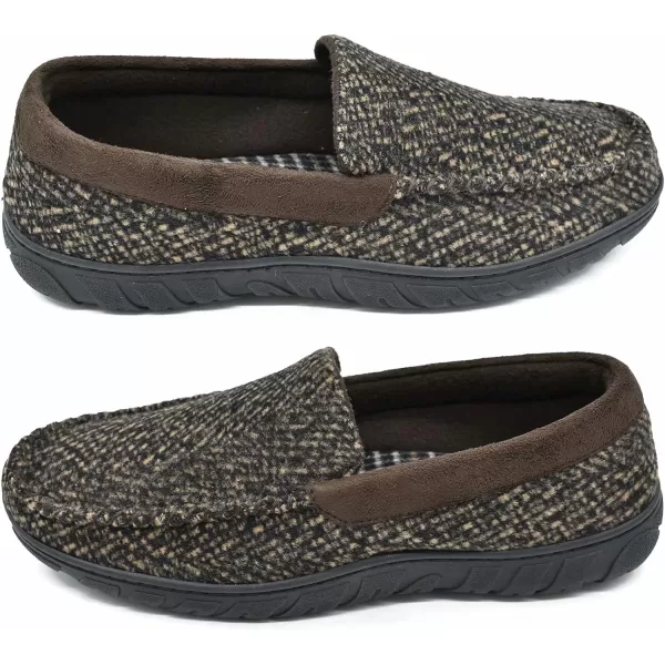 KuaiLu Mens-Comfort-Moccasin-Slip-on-Suede-House-Slippers-Memory foam-Casual-Loafers-Shoes with Arch Support