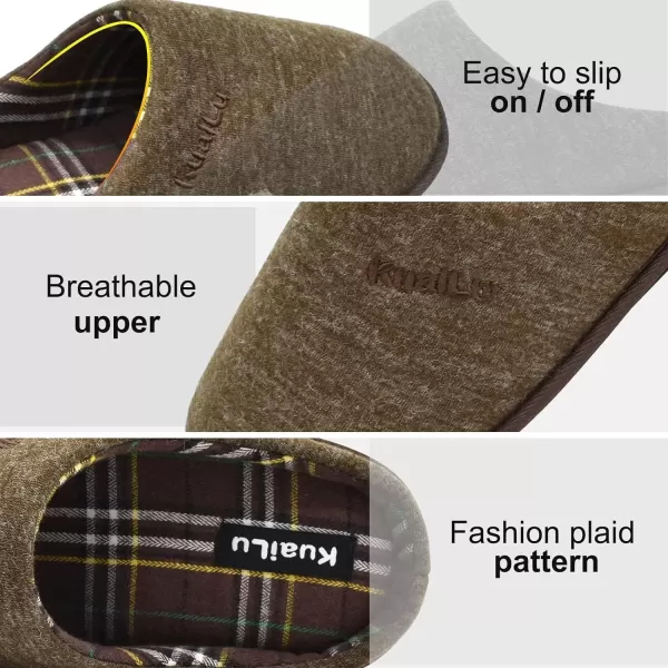 KuaiLu Mens-Comfort-Moccasin-Slip-on-Suede-House-Slippers-Memory foam-Casual-Loafers-Shoes with Arch Support