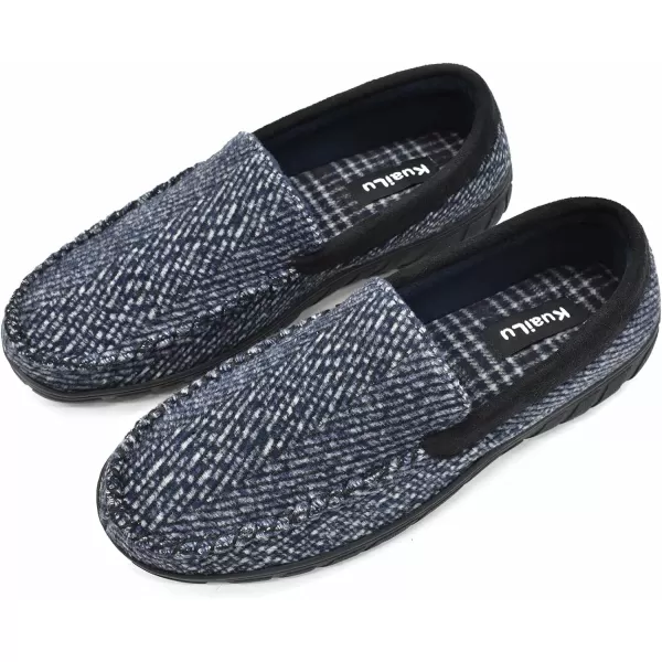 KuaiLu Mens-Comfort-Moccasin-Slip-on-Suede-House-Slippers-Memory foam-Casual-Loafers-Shoes with Arch Support