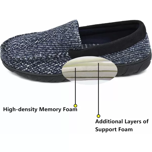 KuaiLu Mens-Comfort-Moccasin-Slip-on-Suede-House-Slippers-Memory foam-Casual-Loafers-Shoes with Arch Support