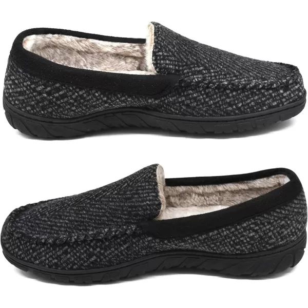 KuaiLu Mens-Comfort-Moccasin-Slip-on-Suede-House-Slippers-Memory foam-Casual-Loafers-Shoes with Arch Support