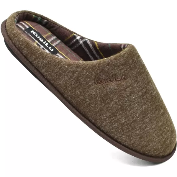 KuaiLu Mens-Comfort-Moccasin-Slip-on-Suede-House-Slippers-Memory foam-Casual-Loafers-Shoes with Arch Support