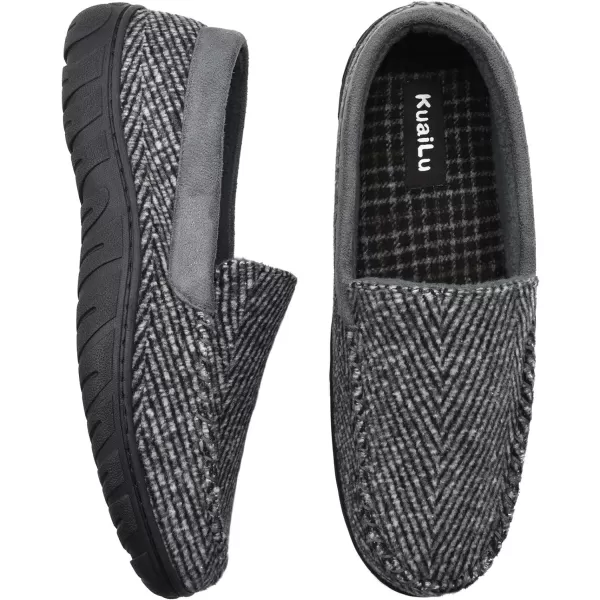 KuaiLu Mens-Comfort-Moccasin-Slip-on-Suede-House-Slippers-Memory foam-Casual-Loafers-Shoes with Arch Support