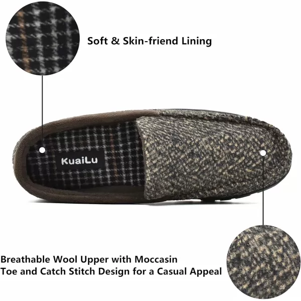 KuaiLu Mens-Comfort-Moccasin-Slip-on-Suede-House-Slippers-Memory foam-Casual-Loafers-Shoes with Arch Support