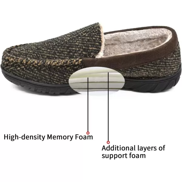 KuaiLu Mens-Comfort-Moccasin-Slip-on-Suede-House-Slippers-Memory foam-Casual-Loafers-Shoes with Arch Support