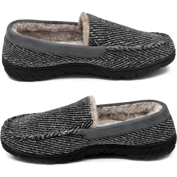 KuaiLu Mens-Comfort-Moccasin-Slip-on-Suede-House-Slippers-Memory foam-Casual-Loafers-Shoes with Arch Support