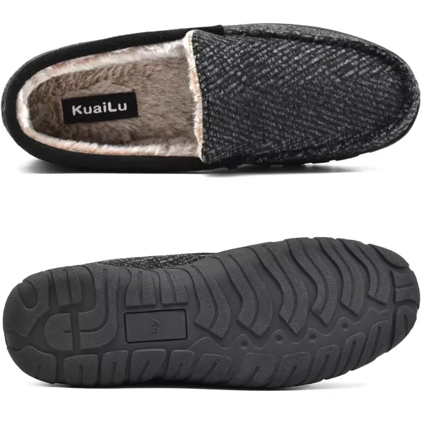 KuaiLu Mens-Comfort-Moccasin-Slip-on-Suede-House-Slippers-Memory foam-Casual-Loafers-Shoes with Arch Support