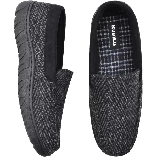 KuaiLu Mens-Comfort-Moccasin-Slip-on-Suede-House-Slippers-Memory foam-Casual-Loafers-Shoes with Arch Support