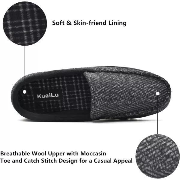 KuaiLu Mens-Comfort-Moccasin-Slip-on-Suede-House-Slippers-Memory foam-Casual-Loafers-Shoes with Arch Support