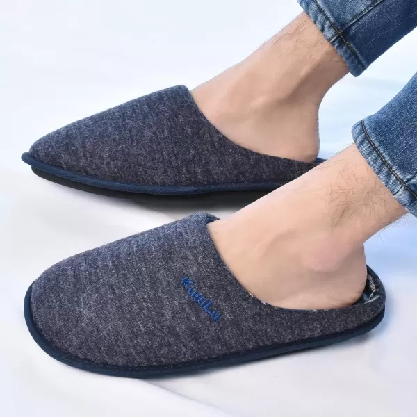 KuaiLu Mens-Comfort-Moccasin-Slip-on-Suede-House-Slippers-Memory foam-Casual-Loafers-Shoes with Arch Support