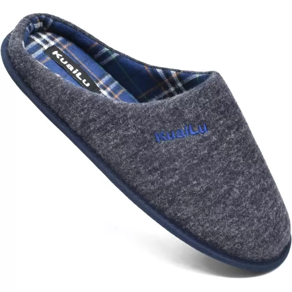 KuaiLu Mens-Comfort-Moccasin-Slip-on-Suede-House-Slippers-Memory foam-Casual-Loafers-Shoes with Arch Support